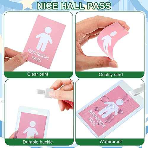 Patelai 36 Pcs PVC Hall Pass Lanyards School Passes Set Unbreakable Hall Passes for Classrooms Restroom Bathroom Library Office Nurse School Teacher Supplies Gifts