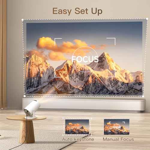 [Built-in Apps & 2025 Upgraded] Mini Projector with Wi-Fi 6 & Bluetooth 5.4, 1080P 4K Support Full HD, Auto Keystone 360¡Æ Portable Home Cinema Smart Projector for iOS/Android OptiBarrel 500
