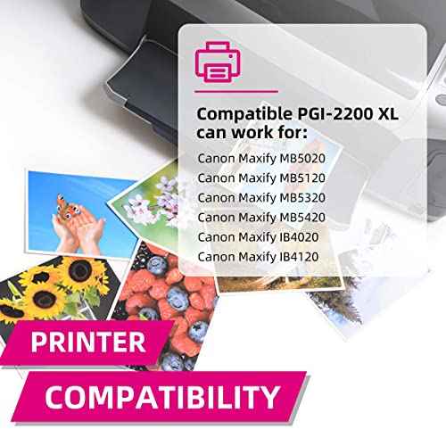 PGI-2200XL Ink Cartridges Compatible with Canon PGI 2200 XL Pigment Ink Work for Canon Maxify MB5420 MB5120 MB5320 MB5020 iB4120 iB4020 Printers (Black/Cyan/Magenta/Yellow, 8-Pack)