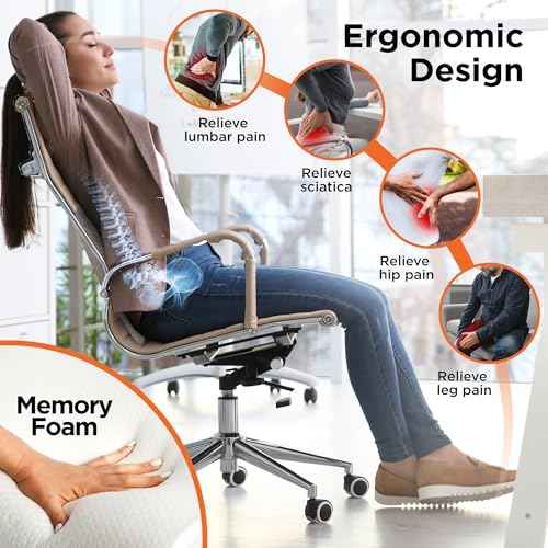 BLACK+DECKER Memory Foam Lumbar Support Pillow Lumbar Cushion with Multiple Massage Points for Office, Car, Wheelchair & Airplane Ergonomic, Pain Relief, Adjustable Strap, Washable Cover, Black/Grey