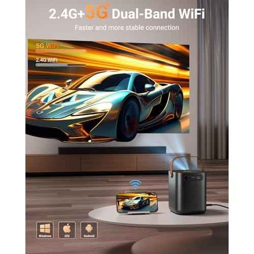 Mini Projector with WiFi and Bluetooth - Electric Focus & Auto Keystone & Zoom, FHD 1080P Supported Portable Outdoor Movie Projector, Compatible with iOS/Android/TV Stick/HDMI/PS5 (Orange)