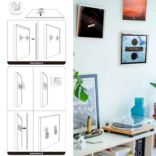 TXEsign Vinyl Record Display Case, Acrylic Wall Mount Holder for 12-inch Vinyl Records, Album Record Shelf with Slide-in back Panel, Vinyl Record Wall Shelf