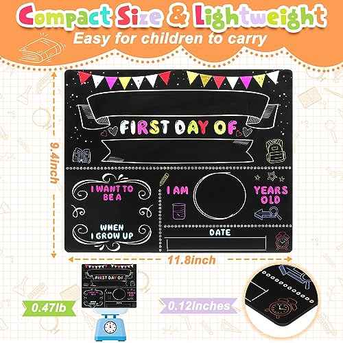 First & Last Day of School Board Sign with 5 Liquid Chalks, Fabmaker 9.4"x11.8" Back to School Sign Boards, Erasable Density Board, Double-Sided 1st Day of Schools Kindergarten Preschool Supplies