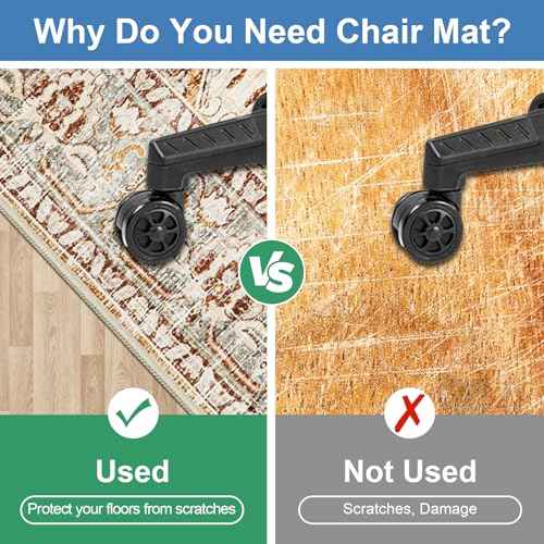 Office Chair Mat for Hard Floors & Tile Floor, 48¡¯¡¯ X 60¡¯¡¯ Anti Slip Desk Mat for Hardwood Floor, Computer Gaming Room, Low Pile Carpet Floor, Orange
