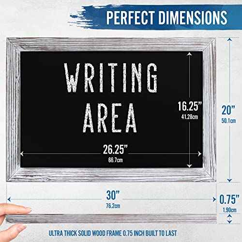 HBCY Creations 18" x 24" Whitewash Solid Wood Frame Wall Chalkboard, Magnetic Surface, Home D?cor, Restaurant & Caf? Menus, Blackboard, Includes Chalk, Eraser & Hanging Hardware