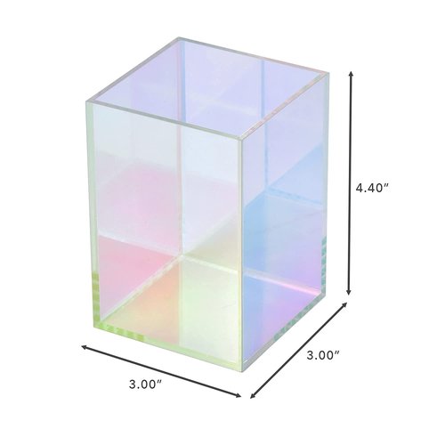 X-FLOAT Rainbow Iridescent Acrylic Pen Holder, Pencil Organizer for Desktop Storage (Set of 2)