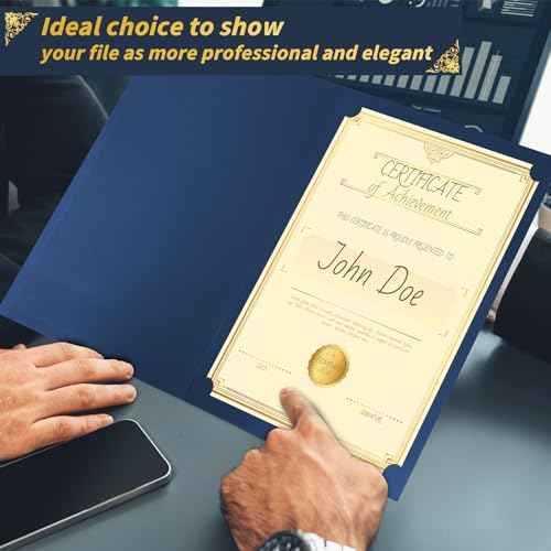 80 Pcs Certificate Holders Bulk, Navy Blue Diploma Covers Gold Foil Border, Document Covers for Letter Size 8.5x11" Award Certificates, Cardstock, Document Papers, Graduation