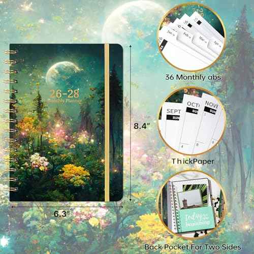 2026-2028 monthly planner - 3 Year Monthly Planner/Calendar 2026-2028, JAN.2026 - DEC.2028, 6.3" x 8.4", 36 Monthly Tabs + Back Pocket - Dreaming Moon