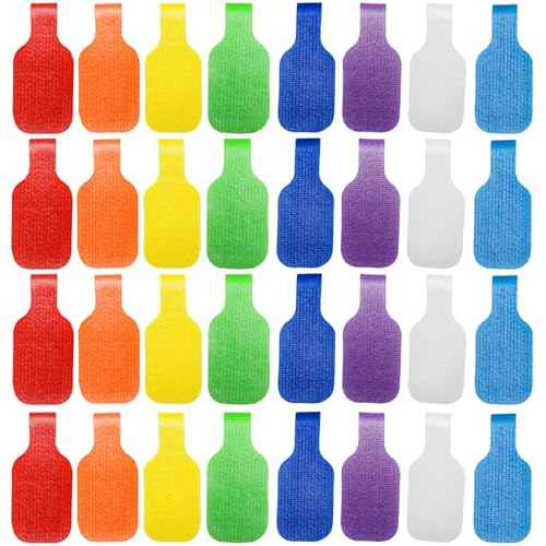 32 Pcs Cable Labels, Write On Cord Labels Tags for Electronics, Wire Markers Electrical, Reusable Large Size Plastic Label for Charging Cords Management and Identification (8 Colors)