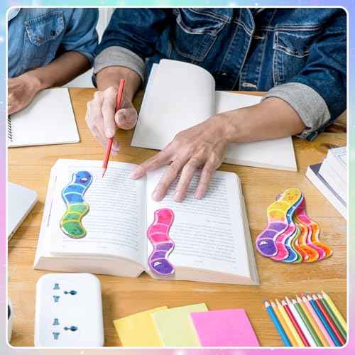 100 Pcs Worm Bookmarks Bulk for Kids Cute Holographic Glitter Gummy Worm Fun Bookmarks for Book Lovers Adults Teacher Funny Reading Gifts Bookish Party Favors