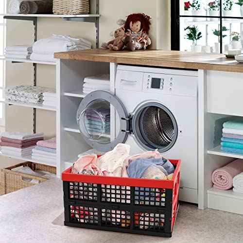 Gloreen 3 Packs 35 Quart Folding Crate Basket, Collapsible Storage Milk Crates
