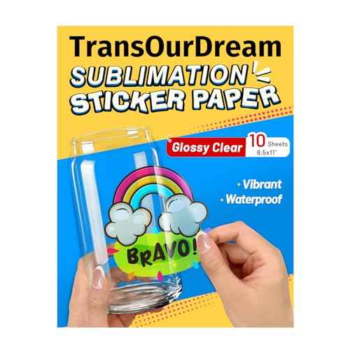 TransOurDream Sublimation Sticker Paper-10 Pcs 100% Glossy Clear Waterproof Sublimation Stickers 8.5x11 for Sublimation Inkjet Printer with Sublimation Ink, Decoration for Mugs, Phone Cases, Tumbler