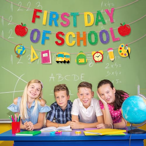 Sereliy First Day Of School Banner Decor - Back To School Garland for Classroom & Party - Firsts Day