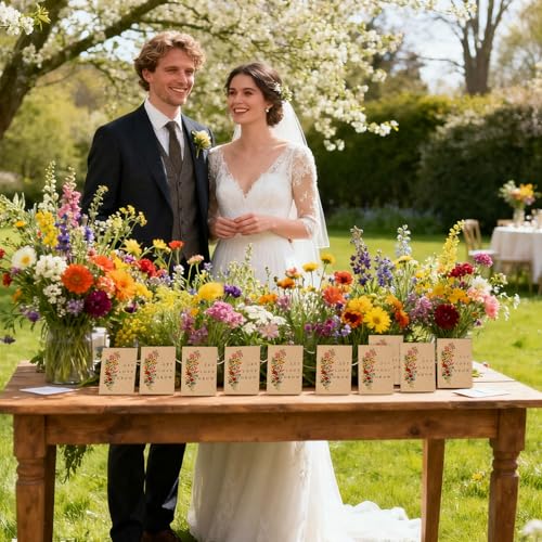 Wedding Seed Packets 100 Pcs Vintage Wildflower Favor Envelopes Self-Adhesive
