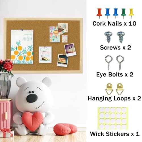 OWLKELA 17.7 X 13.3 Inch Cork Board Bulletin Board, Wall-Mounted Presentation, Message Notice Pin Board, Perfect for Office & Home Decor, School, Cubicle
