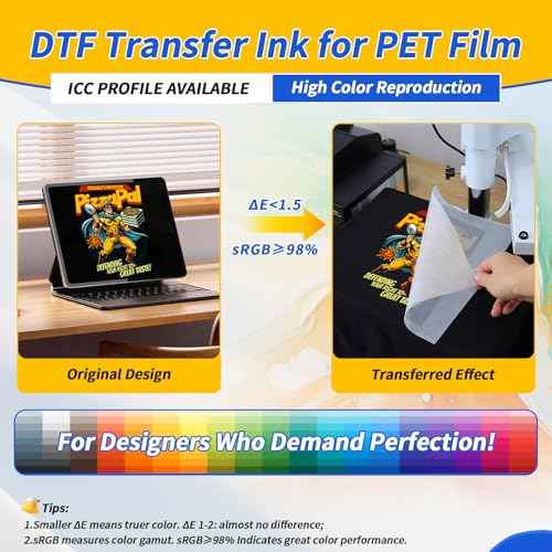 No Sediment DTF White Ink, 1000ML DTF Transfer Ink White for PET Film, with Bottle Opener, Anti Clogging Heat Transfer Ink for Epson ET-8550, L1800, L800, R2400, P400, P800, XP15000 (500ml x 2)