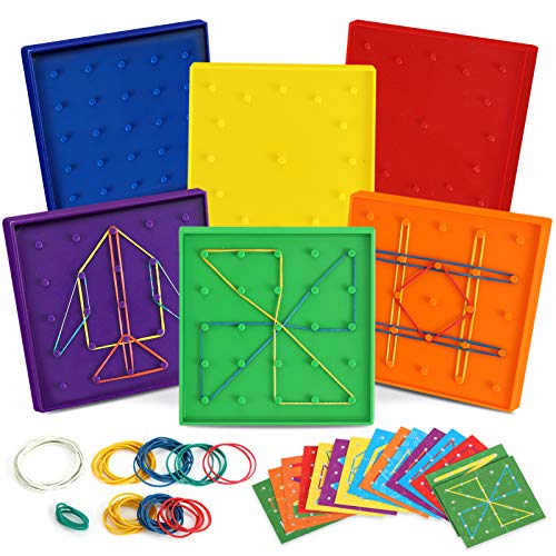 Small 6 Pack Double-Sided Geoboard Math Manipulatives for Kids Classroom Learning