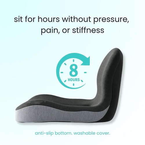 Reenly Back and Seat Cushion, 2025 Upgraded Sooth+Ergonomic Memory Foam L Shaped Car Seat Cushion, Fits The Waist Curve Used to Relieve Tailbone Discomfort While Driving (Grey-Black2.0)