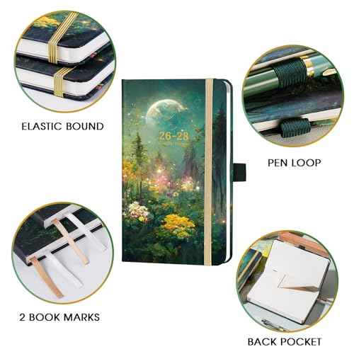 2026-2028 Pocket Planner/Calendar - 3 Year Monthly Planner 2026-2028, Jan 2026 - Dec 2028(36 Months), 6.2" x 4", Monthly Planners, Pocket Calendar with Inner Pockets, Pen Holder & Elastic Closure - Dreaming Moon