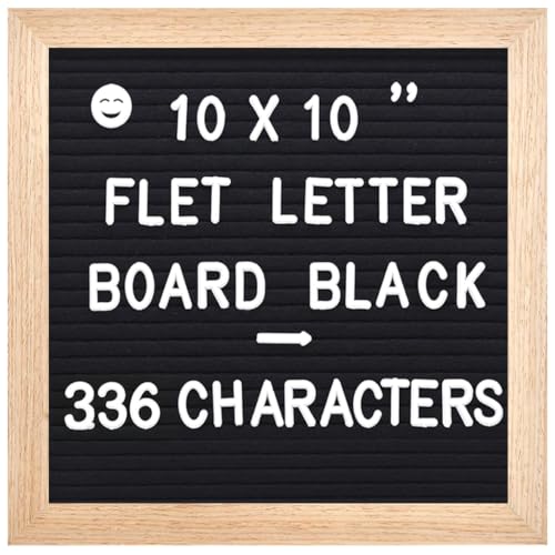 INTOMYTH Felt Letter Board 10x10 Inches with 336 Letters & Symbols - Flat Black