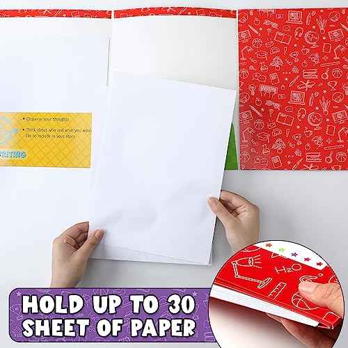 Ctosree Writing Bulk Folders with Pockets Writing Process 4 Pocket Folders Bulk for Students Teacher Classroom Kids(30 Pcs,Classic)