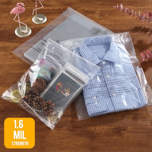 200 Pack 12x15 Clear Resealable Poly Bags with Safety Warning for Packaging