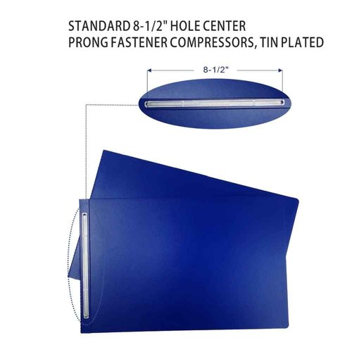 ESKEAR Fiberboard Binder Folder, Sheet Size 11" x 17”， with 3" Capacity 220mm Long Metal Prong Paper Fastener, for Pressboard Report Cover, Blue 8 per Box