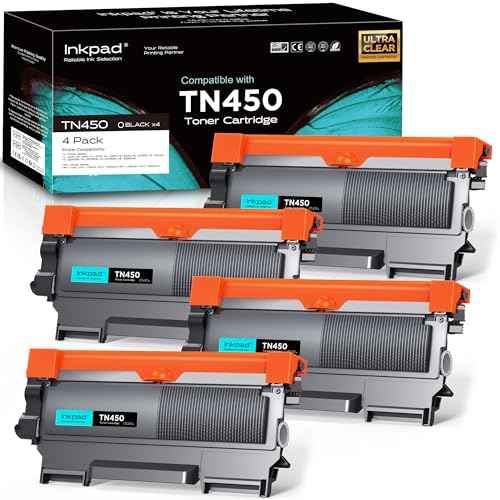Compatible TN450 Toner Cartridge High Yield Replacement for TN420 TN-450 Work with HL-2280DW HL-2270DW HL-2230 MFC-7360N MFC-7860DW DCP-7065DN Intellifax 2840 2940 (4 Black)