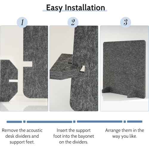 2 Pack Acoustic Desk Dividers - 24" x 20" Freestanding Privacy Panels Set with Noise - Reducing Design Cubicle Sound Proof, Ideal for Office, Classroom, and Home (Dark Gray)