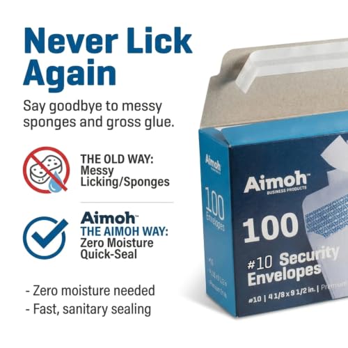 Aimoh #10 Security Mailing Envelopes 100 Count Self Seal for Business & Office