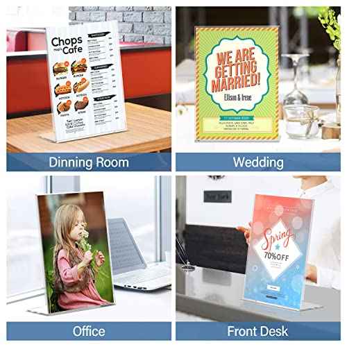 Relx Acrylic Sign Holder 8.5 x 11, Slant Back Acrylic Display Stand, Clear Frames Plastic Sign Holder for Store, Restaurant (12 Pack)