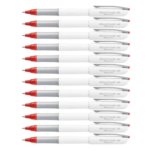 Pentel Floatune Rollerball, 0.8mm Medium Line, Red Ink, 12 Pack