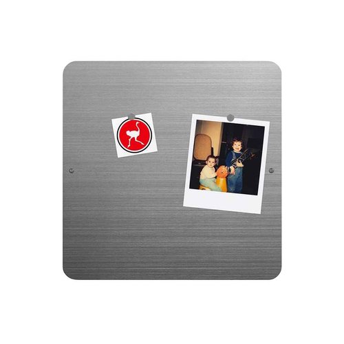 Three by Three Seattle 12 x 12 Inch Metal Frameless Magnetic Bulletin Board with 12 Magnets for Memos, Photos, Lists, and More in Office, Home, or School Décor (2 Pack, Stainless Steel)