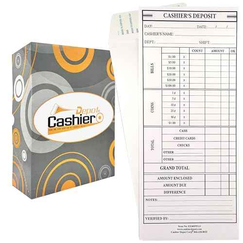 500 Cashier Depot - Cashier's Deposit Report Envelope, 4 1/2" x 10 3/8", Sturdy 24lb. Paper, Peel & Seal Closure, Cash Envelopes For Hotels, Restaurants, Gas Stations & Retailers, 500 Count
