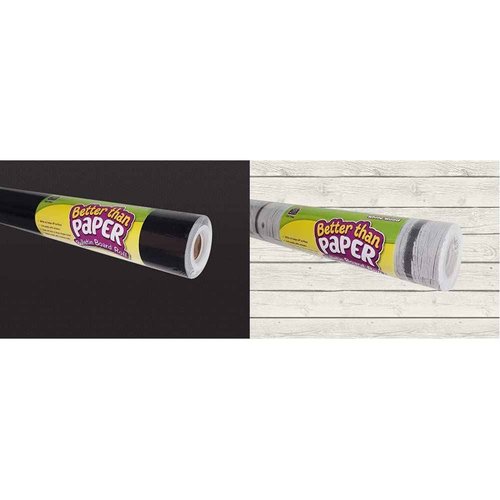 Teacher Created Resources Better Than Paper Bulletin Board Roll, Black - 77314 & White Wood Better Than Paper Bulletin Board Roll