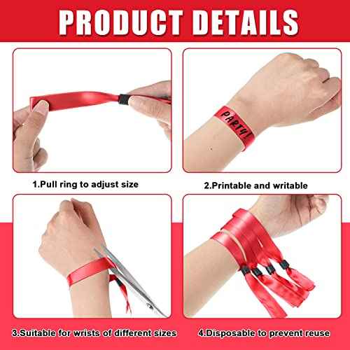 300 Pcs Color Cloth Event Wristbands Without Logo Social Distancing Identification Wristbands for Wedding Party Events(Red)