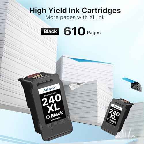240xl Black Ink Cartridge Replacement for Canon 240XL Black Ink Cartridge for PG-240XL for Canon PIXMA MG3620, MG2120, MG3120, MG4120, MG2220, MG3220, MG3520, MX472, TS5120 (2 Black)