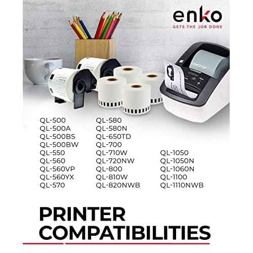 enKo - Compatible for Brother DK1209 1-1/7" x 2-3/7¡± Labels [12 Rolls / 9600 Labels with 4 Cartridge Frame]