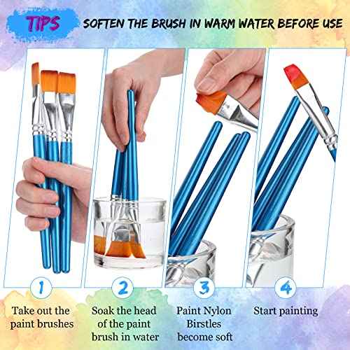 120 Pieces Flat Paint Brushes for Acrylic Painting Large Synthetic Brushes Bulk with Wooden Handle for Watercolor Oil Crafts Face Body Art for Kids Adults Artist, 1/0.75/0.5/0.25 Inch