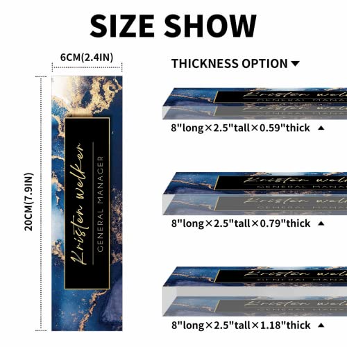 Blue Custom Desk Name Plate Personalised Office Decor for Men Women
