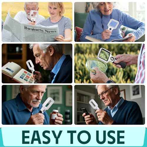Compact Magnifying Glass with Lights,45X 10X Small Handheld Lighted Magnifier, 3 LED Light Magnifying Glass for Reading Small Prints & Low Vision Seniors Rectangle 1PACK