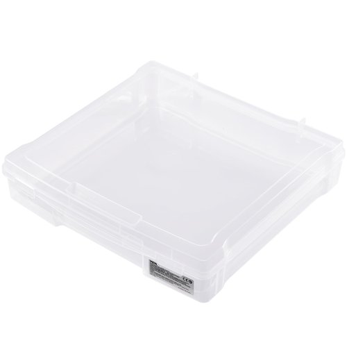 VEVOR Scrapbook Paper Storage, 4 Pack Stackable Plastic Board Game Boxes, Clear Multi-Purpose Document Case with Rounded Corners and Double Latches, for Office Essentials Tools Arts Crafts Supplies