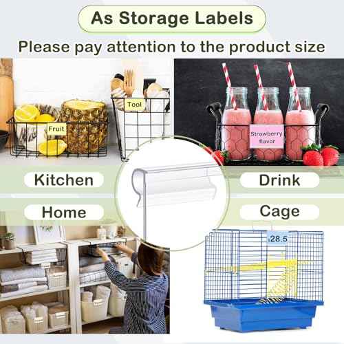 Tatuo 400 Pcs Reusable Plastic Wire Shelf Label Holders, Clear Price Card Sign for Pantry Retail Supermarket Merchandise Shopping Mall Shop Ticket Display Holder Clip on Design, 2.36" L x 1.65" H