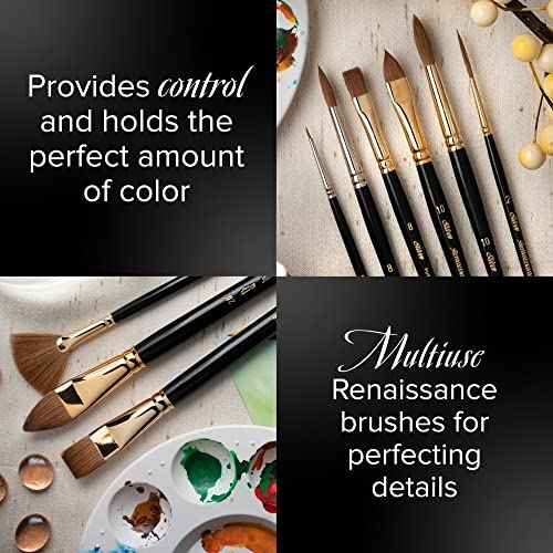 Silver Brush Limited 7110-10 Renaissance Cats Tongue Paintbrush for Oil, Watercolor, Gouache, Inks, Dyes, Fluid, & Flow Acrylic, Size 10, Long Handle