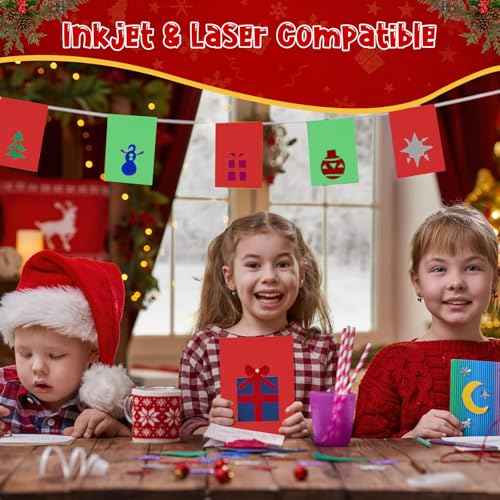 40 Sheets Christmas Cardstock Paper ? 8.5¡¿11" Red & Green Construction Paper, 65 lb Thick Cardstock Paper for DIY Xmas Cards, Invitations, Scrapbooking, Holiday Crafts & Decorations