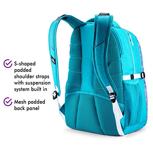 High Sierra Swerve Laptop Backpack, Sequin Facets/Bluebird/White, One Size