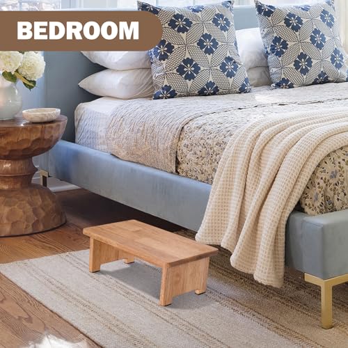 Solid Wood Step Stool 6-Inch Anti-Slip One-Step Stool for Adults
