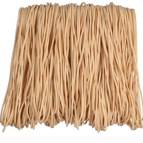 AMUU Beige Rubber Bands 210pcs 18cm Flat, 1.5mm Thick, 14in Circumference for Office & DIY