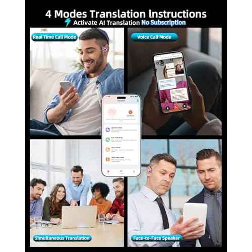 AI Translation Earbuds Real Time No Subscription, 4-in-1 Translator Earbuds 144 Languages, Audifonos Traductores Ingl?s Espa?ol, Bluetooth 5.4 Translation Headphones with LED Light Translate Ear Buds