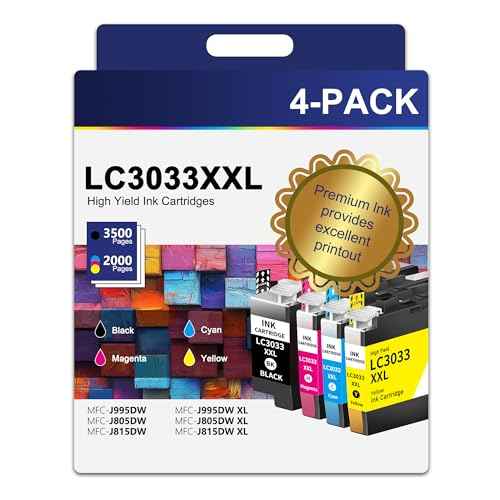 LC3033 LC3033XXL Ink Cartridge High Yield 4 Pack Replacement for Brother 3033 LC3033 LC-3033 XXL LC3033XXL MFC-J995DW MFC-J995DW XL MFC-J805DW MFC-J805DW XL MFC-J815DW Printer (BK/C/M/Y)